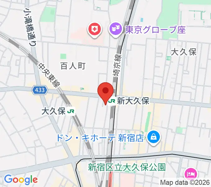 和楽器百人堂の地図