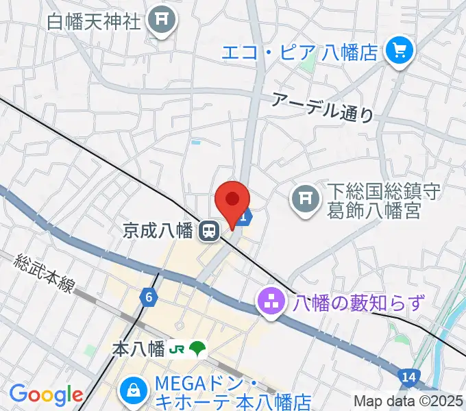 本八幡ルート14の地図