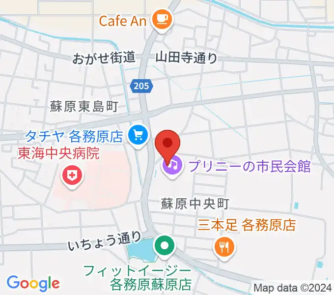 プリニーの文化ホールの地図