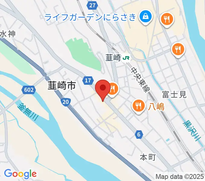 韮崎リトルマウスホールの地図