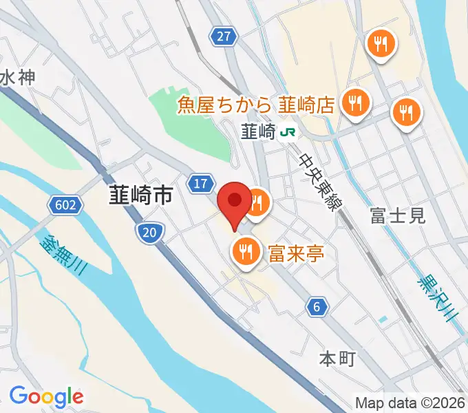 韮崎リトルマウスホールの地図
