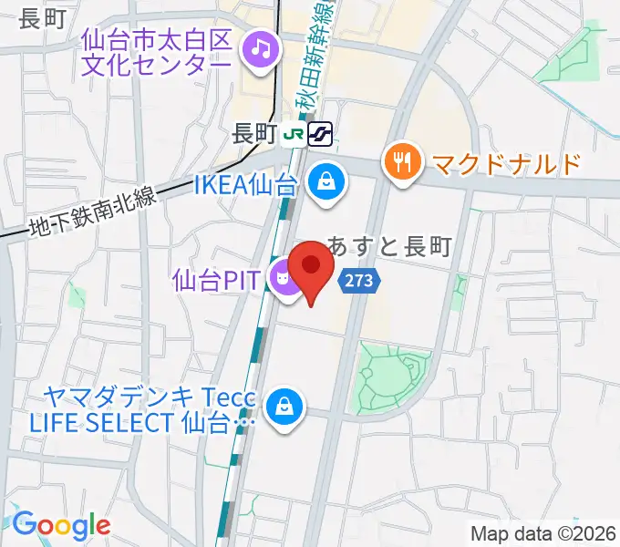 仙台PITの地図