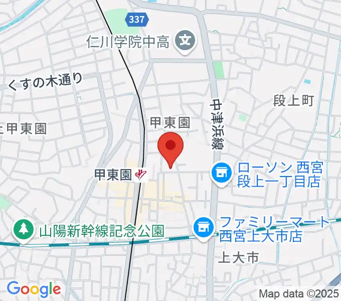 アールエイチワイ甲東園 貸し音楽練習室の地図