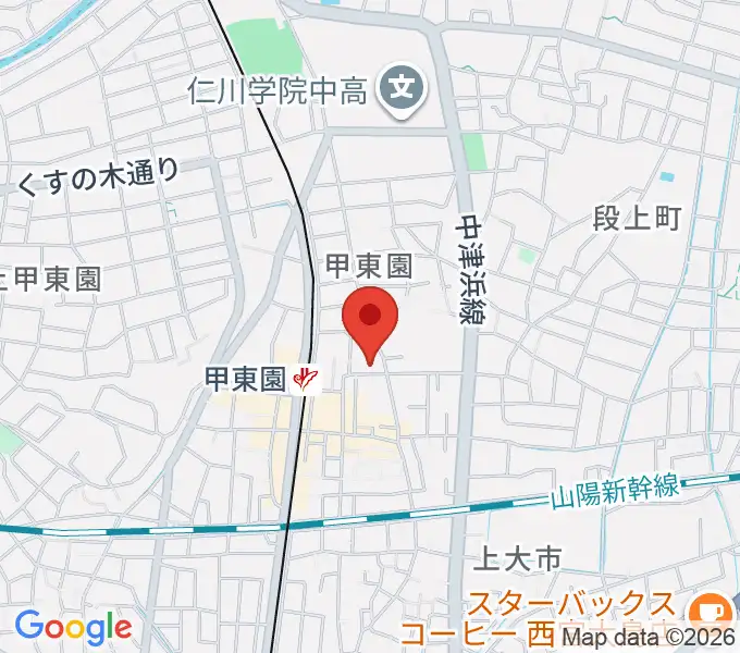 アールエイチワイ甲東園 貸し音楽練習室の地図