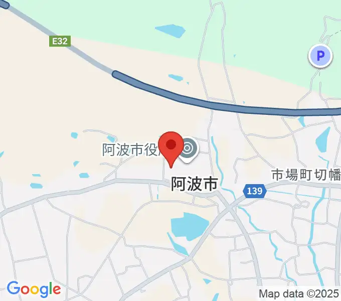 阿波市アエルワホールの地図