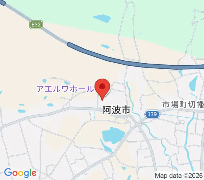 阿波市アエルワホールの地図