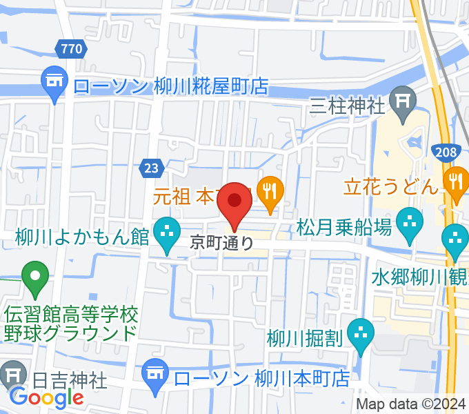 小川楽器柳川店スタジオ・ピアノルームの場所