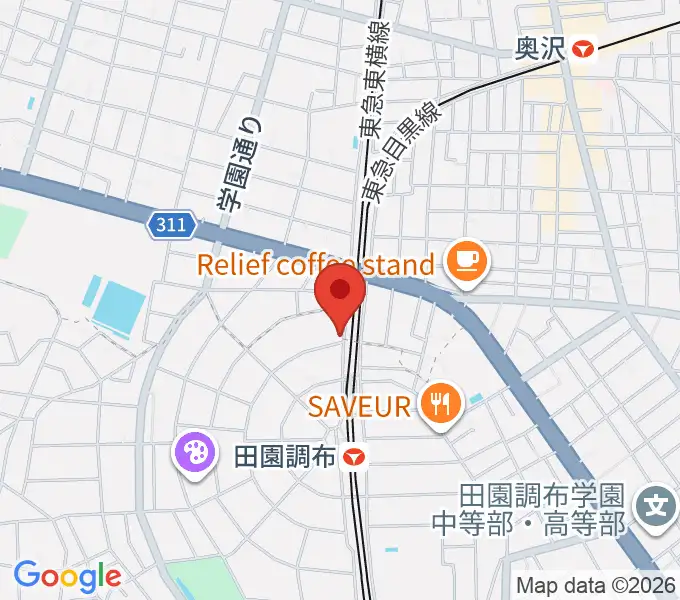 ピアノスタジオノア 田園調布店の地図