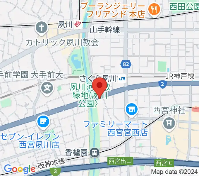 西宮夙川ピアノクラブの地図