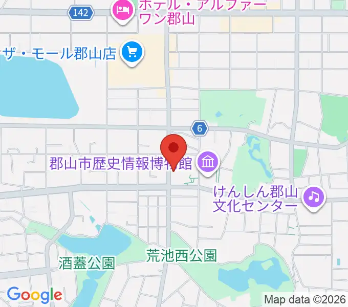 郡山市中央公民館・勤労青少年ホームの地図