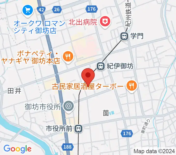 御坊市民文化会館の地図