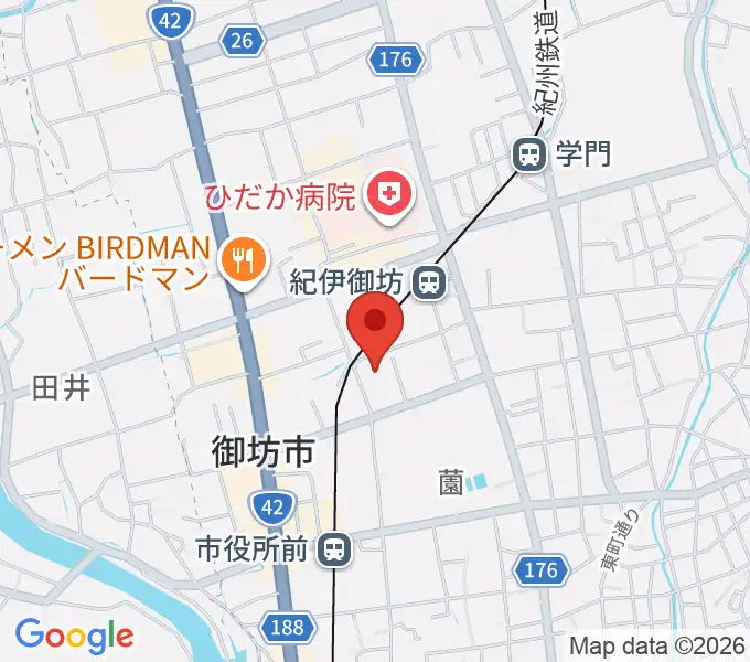 御坊市民文化会館の地図