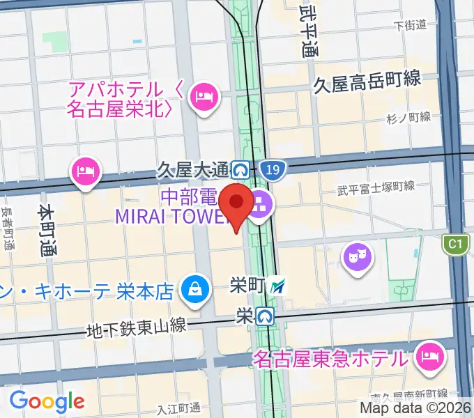 名古屋栄ムジカの地図