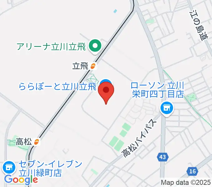 タワーレコードららぽーと立川立飛店の地図