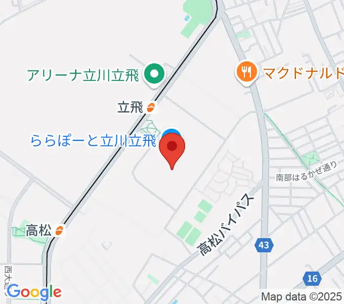 タワーレコードららぽーと立川立飛店の地図