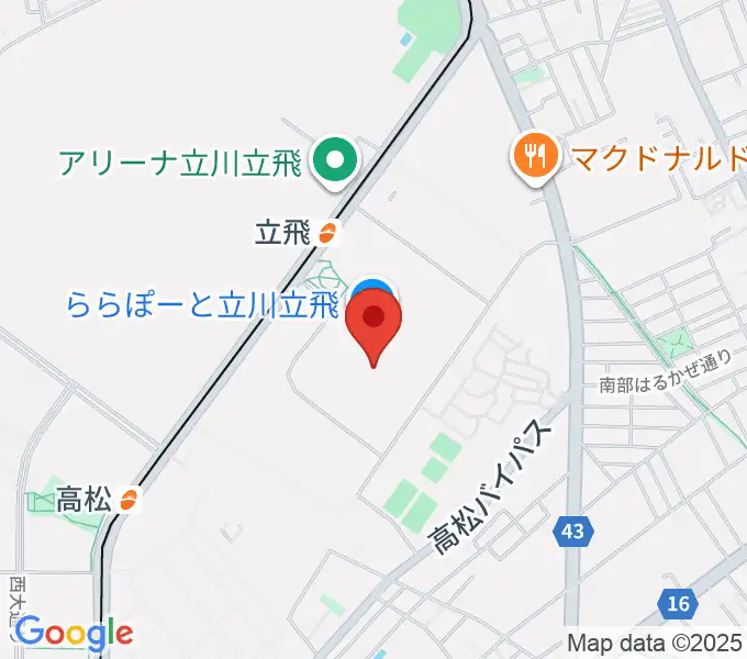 タワーレコードららぽーと立川立飛店の地図