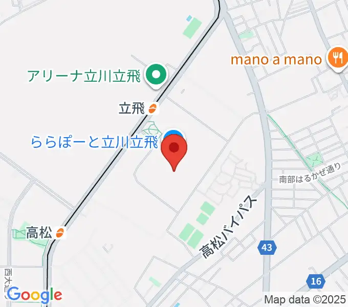 タワーレコードららぽーと立川立飛店の地図