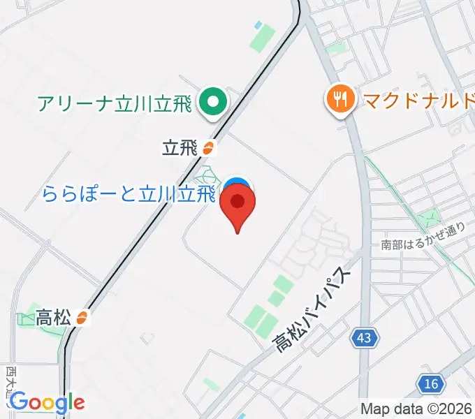 タワーレコードららぽーと立川立飛店の地図