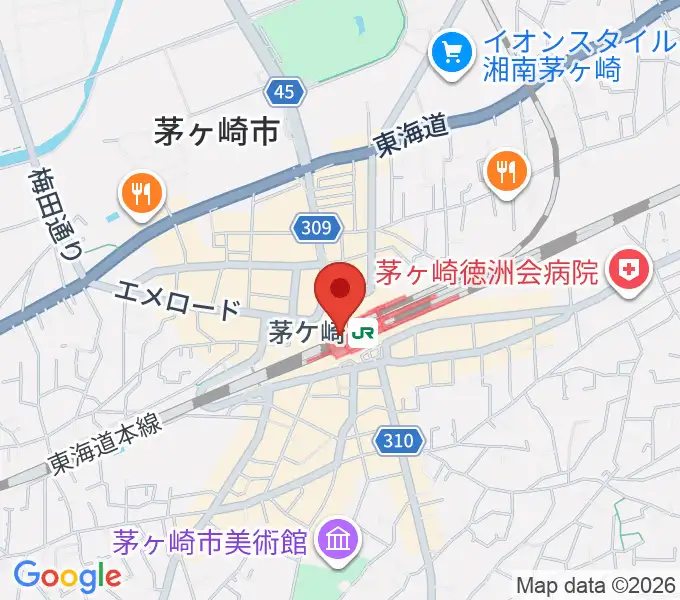 ラスカ茅ヶ崎ホールの地図