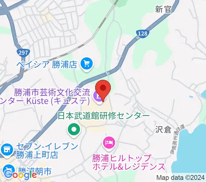 勝浦市芸術文化交流センター キュステの地図