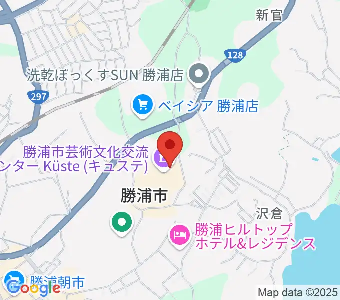 勝浦市芸術文化交流センター キュステの地図