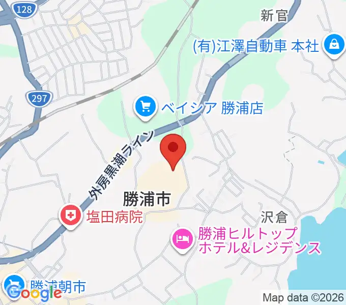 勝浦市芸術文化交流センター キュステの地図