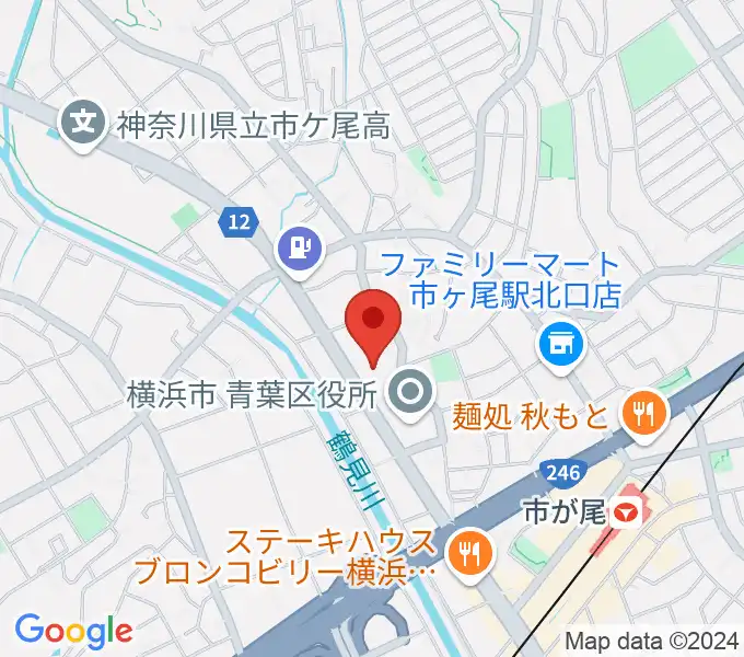 横浜市青葉公会堂の地図