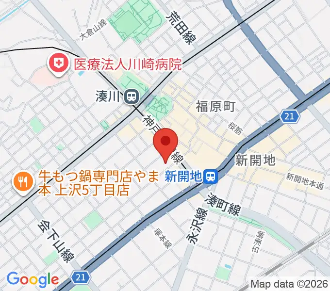 ダイヤ通音楽ホールの地図