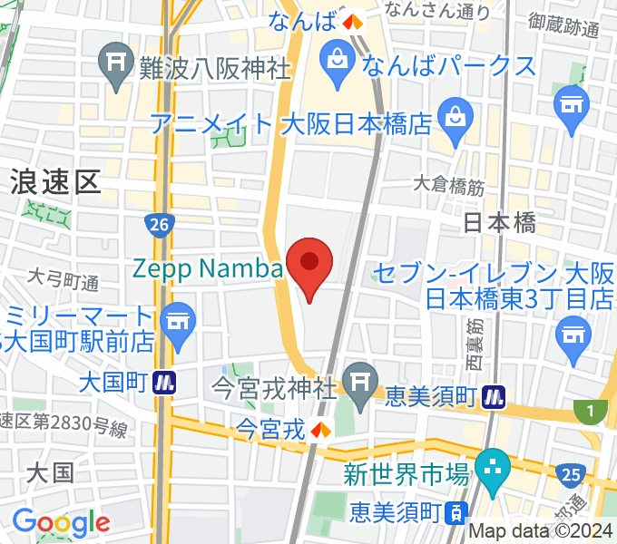 Zeppなんば大阪の場所