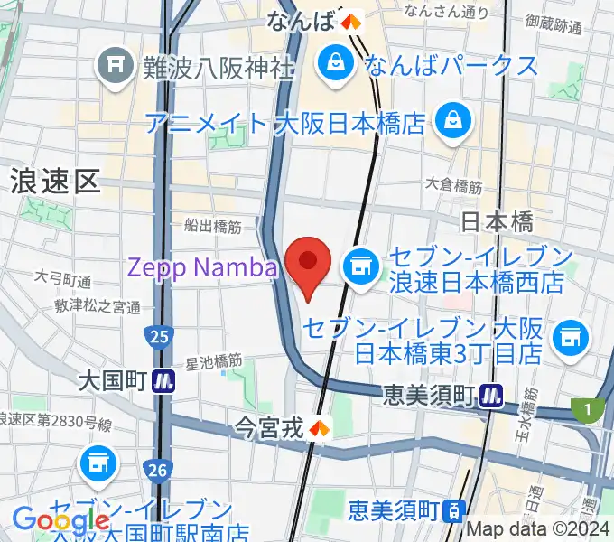 Zeppなんば大阪の地図