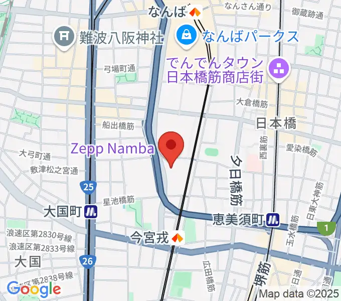 Zeppなんば大阪の地図