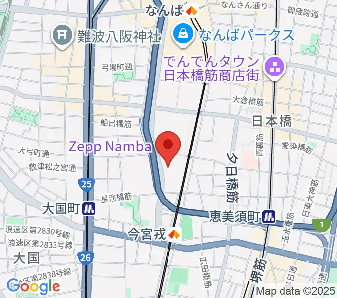 Zeppなんば大阪の地図