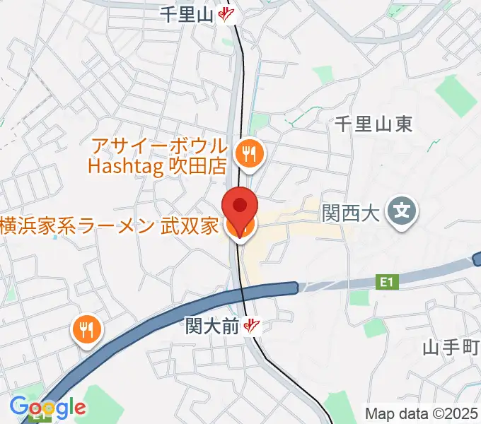 関大前THホールの地図