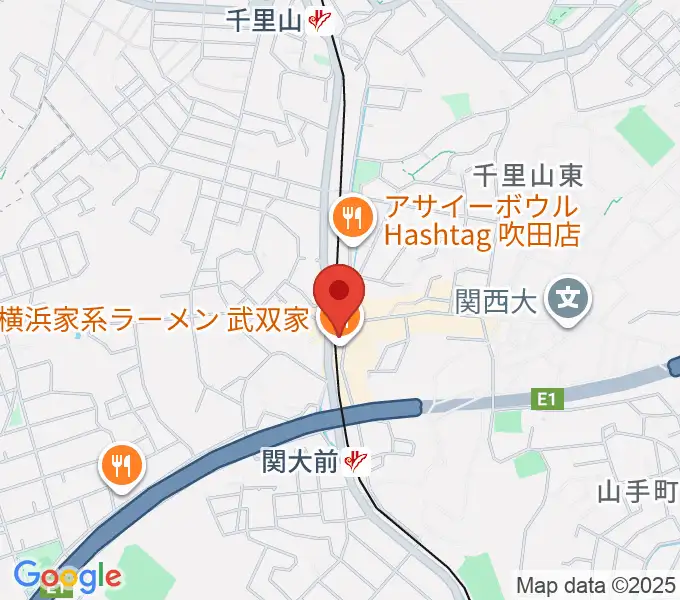 関大前THホールの地図