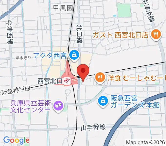 新響楽器 西宮北口オーパス店の地図