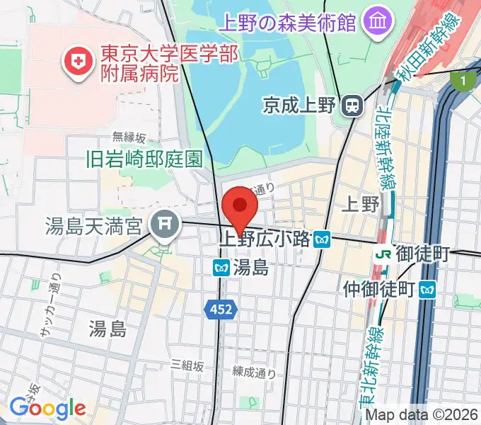 湯島ファビュラスギターズの地図