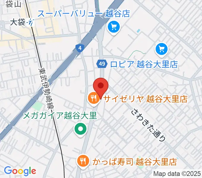ハイヴ越谷ピアノ教室の地図