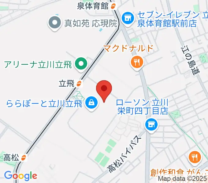 宮地楽器ららぽーと立川立飛店の地図