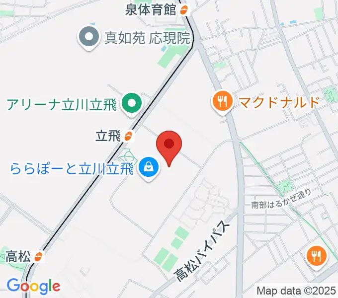 宮地楽器ららぽーと立川立飛店の地図