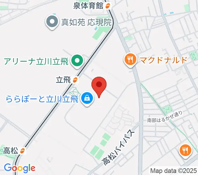 宮地楽器ららぽーと立川立飛店の地図
