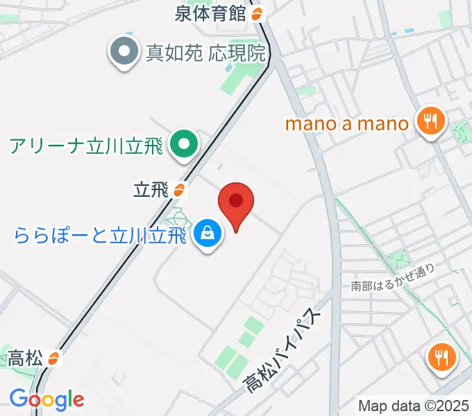 宮地楽器ららぽーと立川立飛店の地図