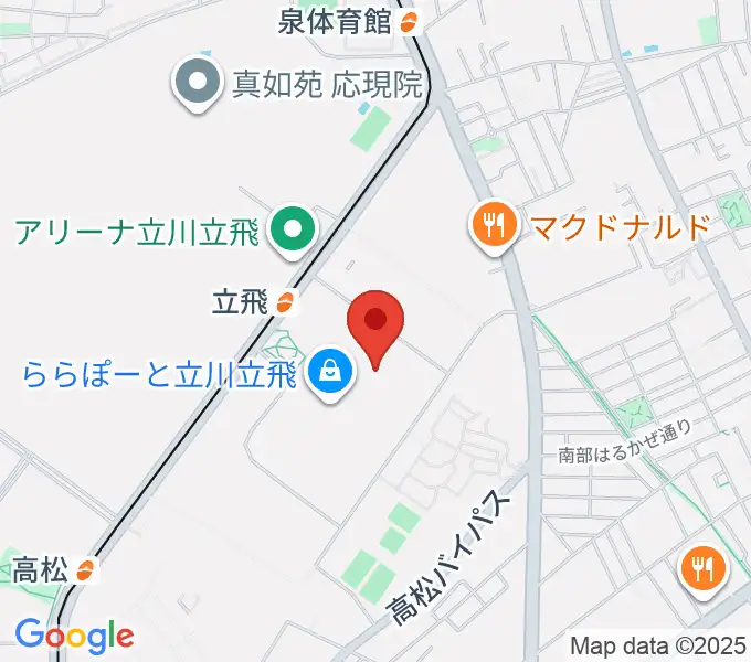 宮地楽器ららぽーと立川立飛店の地図