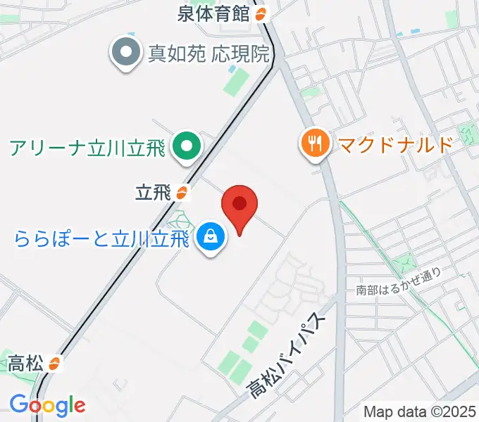 宮地楽器ららぽーと立川立飛店の地図