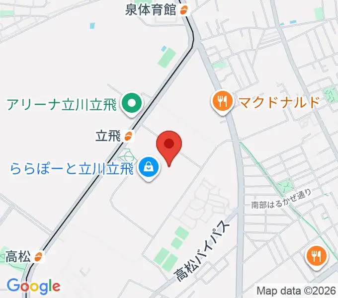 宮地楽器ららぽーと立川立飛店の地図