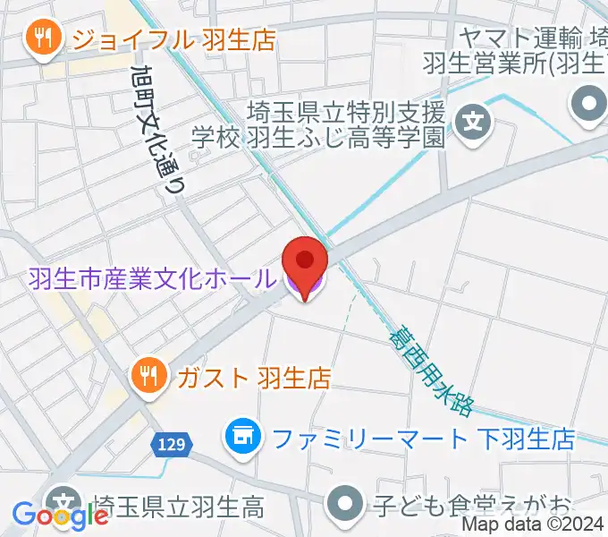 羽生市産業文化ホールの地図