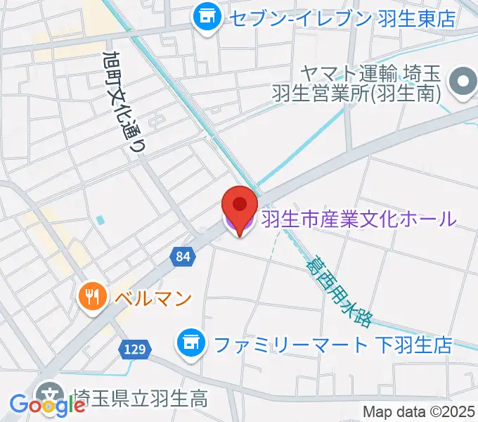 羽生市産業文化ホールの地図