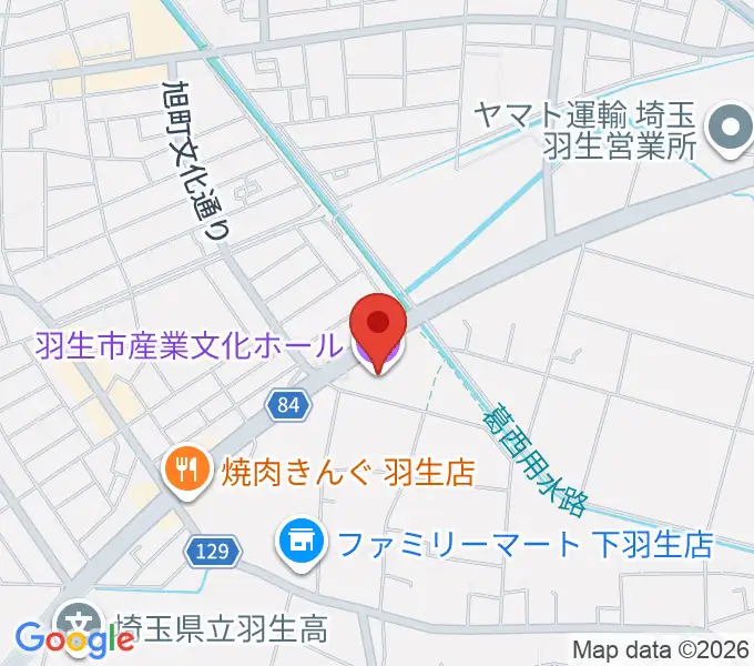 羽生市産業文化ホールの地図