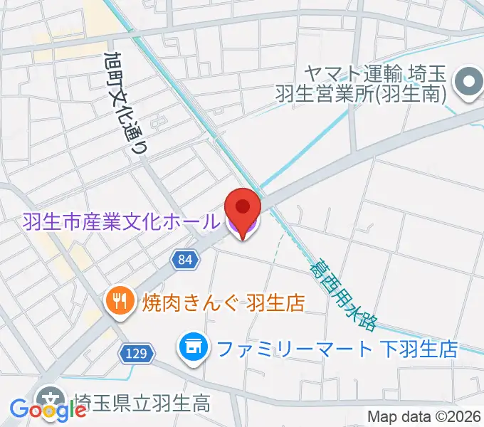 羽生市産業文化ホールの地図