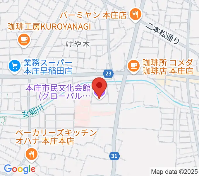 本庄市民文化会館の地図