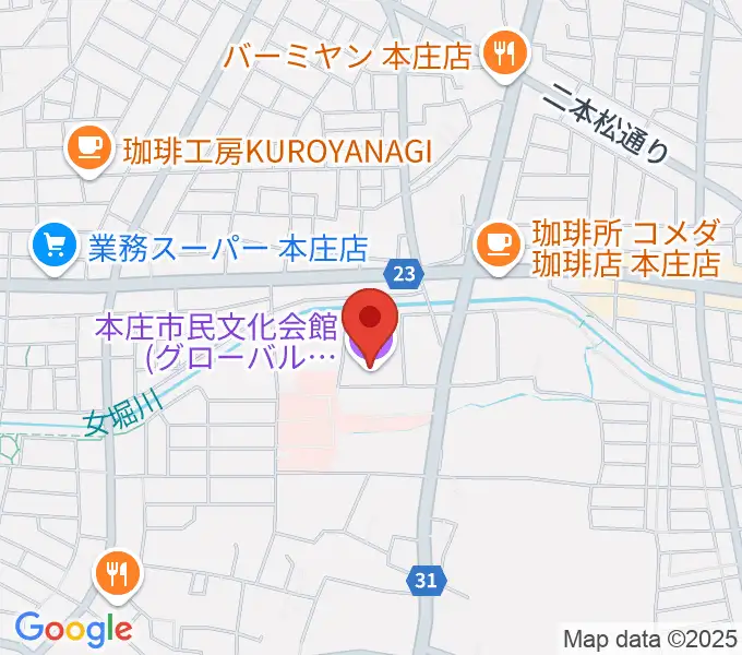 本庄市民文化会館の地図
